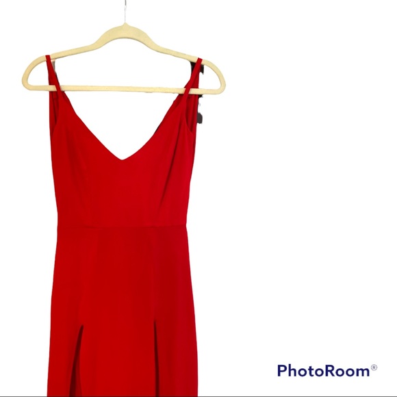 Spaghetti Straps Red Evening Dress - Picture 2 of 4